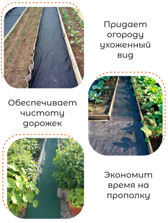 Укрывной материал защитная полоса для междурядий и грядок от сорняков с УФ стабилизатором зеленая 110 г/м2, 0,4 х 8 м 2 шт Благодатное Земледелие